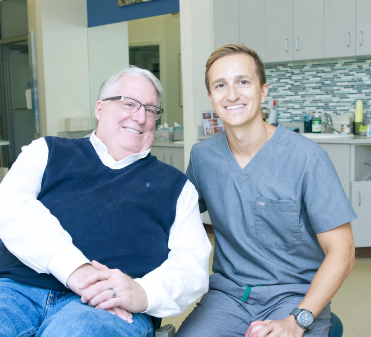 Andrew Pedersen with adult orthodontic patient
