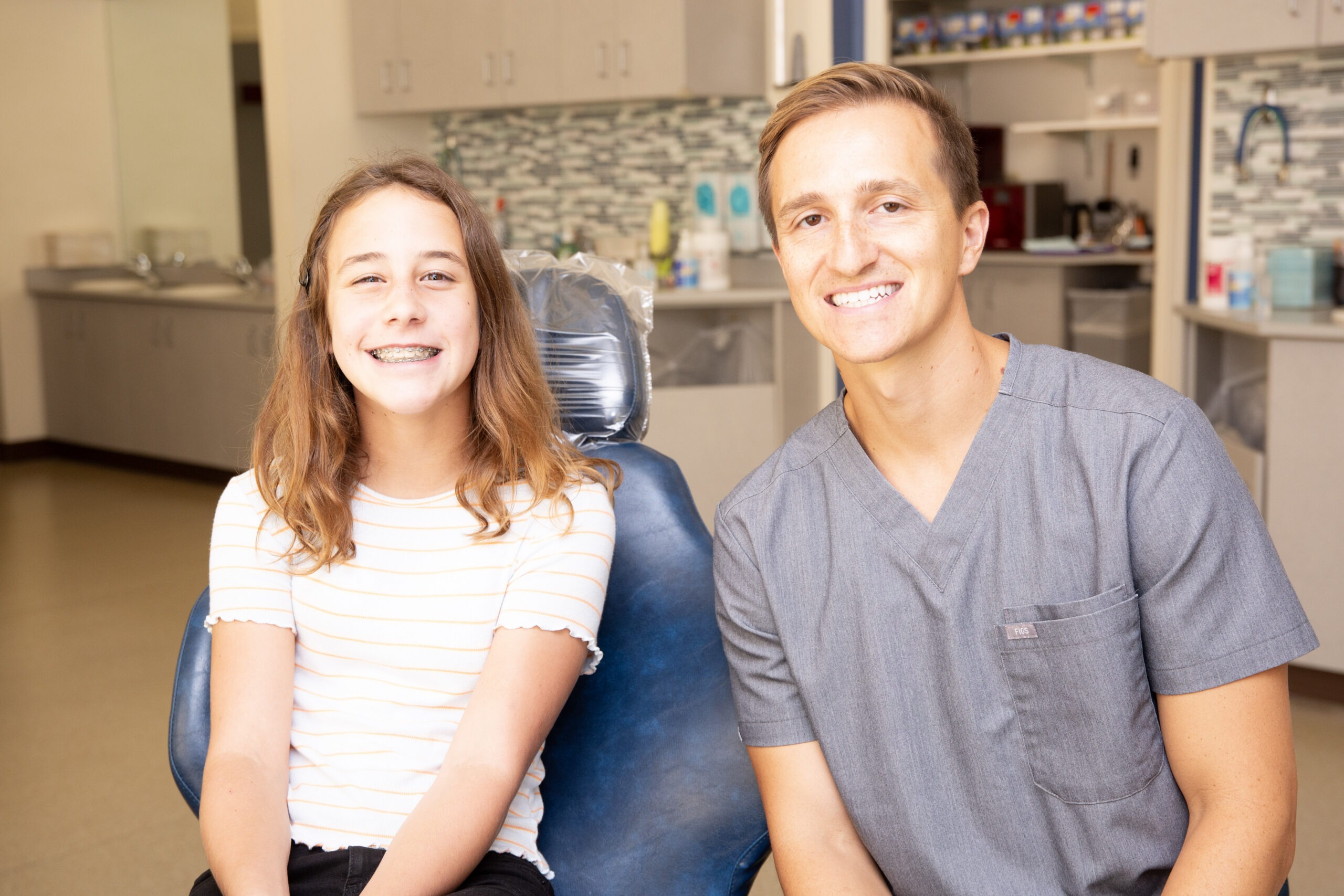 AndrewPederson-Patient Interaction-Edits-4443 Andrew Pederson with a young patient getting Hanover PA orthodontics.