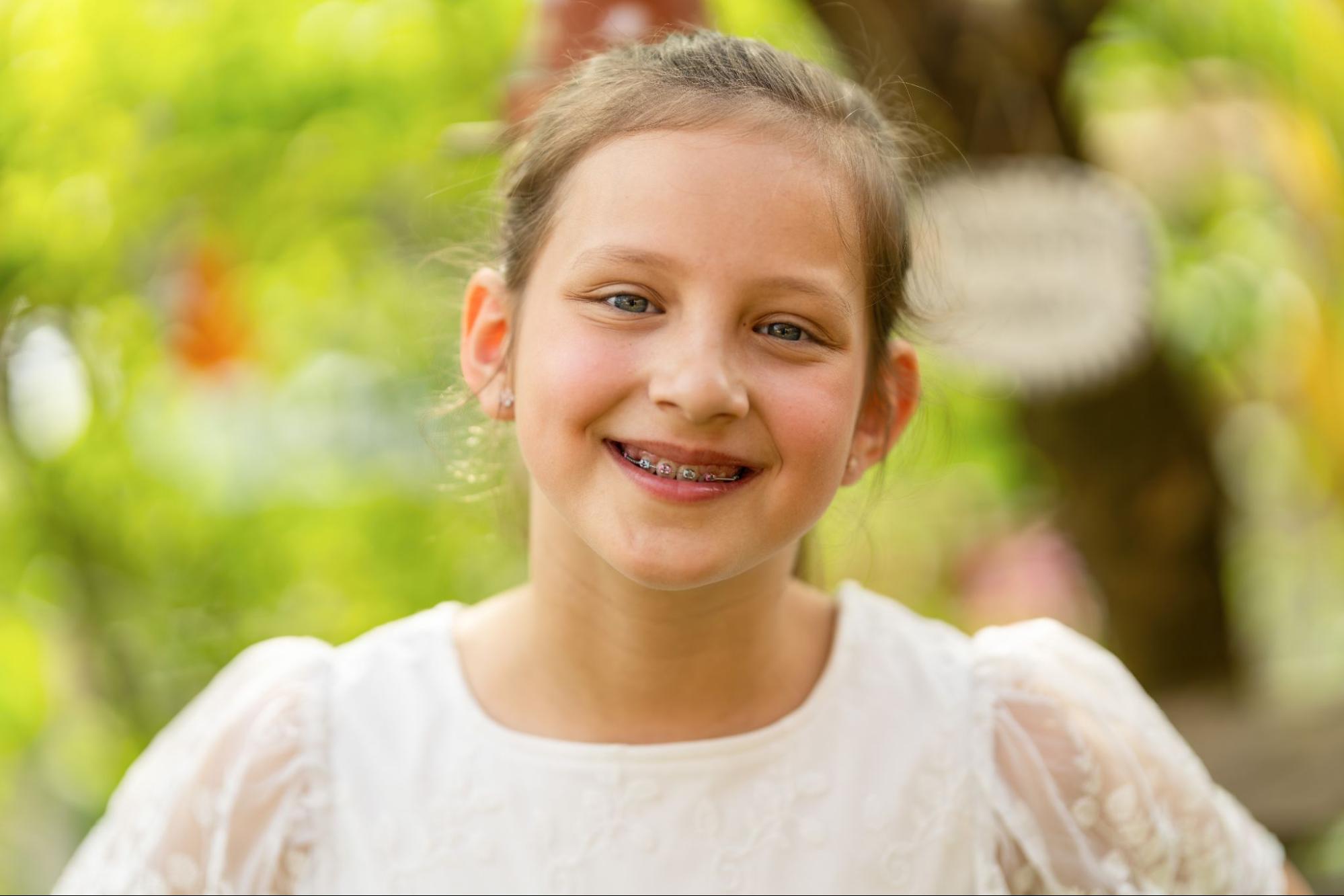 Young female patient with braces.